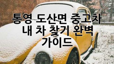 통영 도산면 중고차, 내 차 찾기 완벽 가이드 🚗✨